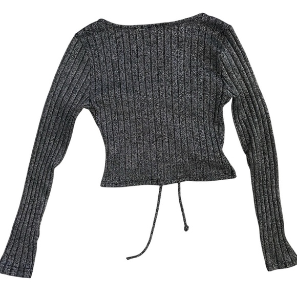 Urban Renewal | Tops | Urban Renewal Black And Silver Ribbed Knit Crop ...